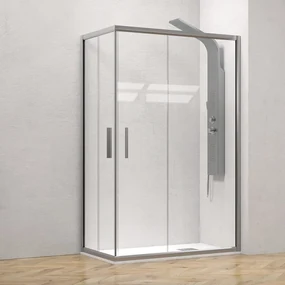 Kamalu - Box doccia 80x80 telaio argento opaco doppio scorrevole | KE-1000A