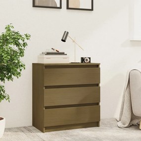 Comodino Marrone Ambrato 60x36x64 Cm İn Legno Massello Di Pino /