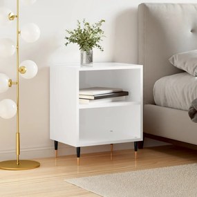 Comodino Bianco Lucido 40x30x50 Cm İn Legno Multistrato /