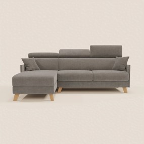 Sole Divano letto matrimoniale angolare con penisola contenitore e poggiatesta reclinabili - tessuto smacchiabile T23