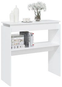 Tavolino Consolle Bianco 80x30x80 cm in Legno Multistrato