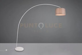 Mansur piantana metallo bianco ad arco con paralume grigio pastello...