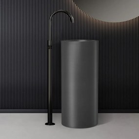Kamalu - Lavabo da terra cilindrico con drenaggio laterale finitura gun metal |