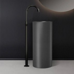 Kamalu - lavabo da terra cilindrico con drenaggio laterale finitura gun metal |