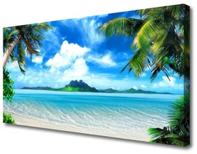 Quadro su tela Palme sul mare dell'isola tropicale 100x50 cm
