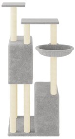 Albero per gatti con tiragraffi in sisal grigio chiaro 122 cm