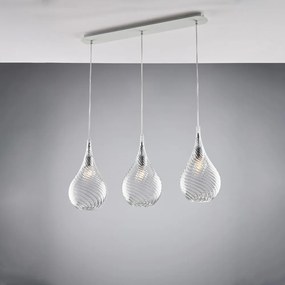 Lampadario Binario Moderno Pluvia Metallo Trasparente 3 Luci E27