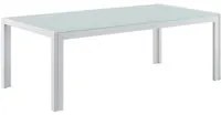 [casa.pro] Tavolino da giardino - Tavolino da salotto esterno - 100 x 50 x 35 cm - Bianco - di metallo e vetro