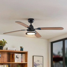 Lucande Ventilatore da soffitto Tedric, nero, silenzioso, 133 cm