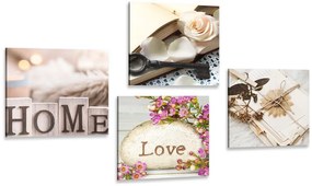 Set di quadri – Natura morta vintage con scritte