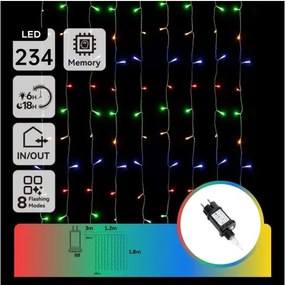 Aigostar - Catena luminosa LED per esterni 234 LED / 8 funzioni 1,2 x 1,8 m IP44 multicolore