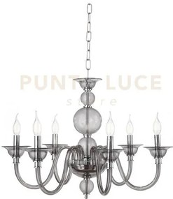 Lampadario tebe 6 luci fume' e cromo attacco e14 d.70cm