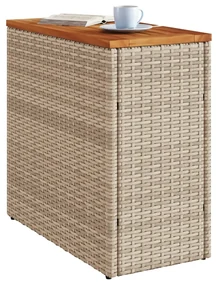 Tavolo da giardino piano in legno beige 58x27,5x55cm polyrattan