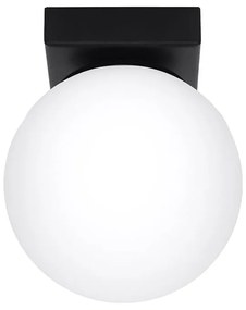 Lampada da soffitto nera con paralume in vetro ø 12 cm Umerta - Sollux