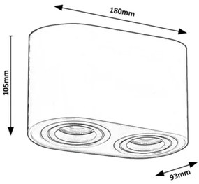 Rabalux 2051 - Faretto KOBALD 2xGU10/42W/230V nero