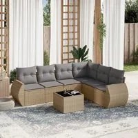 Set Divani da Giardino 7 pz con Cuscini Beige in Polyrattan 3221418