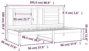 Dormeuse Nera 90x200 cm in Legno Massello di Pino