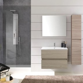 Mobile da bagno sospeso sotto lavabo L 59.5 x H 50 x P 46 cm rovere, 2 cassetti Kora