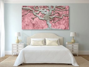 Quadro su tela – Albero astratto su legno con contrasto rosa