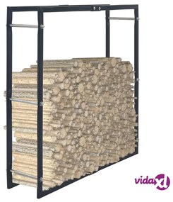 vidaXL Rastrelliera per Legna da Ardere Nera 100x25x100 cm in Acciaio