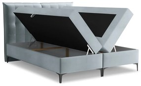 Letto boxspring azzurro con contenitore 140x200 cm Mikana – Makamii