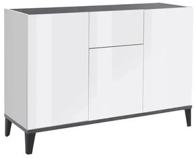 Credenza Sunrise: Sideboard 3 Ante + 1 Cassetto 120 x 40 x 82 cm Bianco Lucido