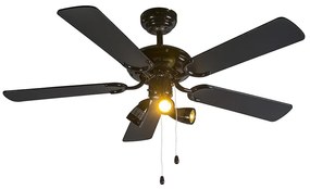 Ventilatore da soffitto nero 110 cm 3 luci con cordicella - Mistral