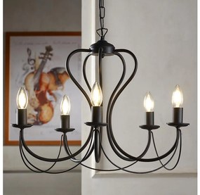 ONLI - Lampadario a sospensione con catena CANDELA 5xE14/6W/230V nero