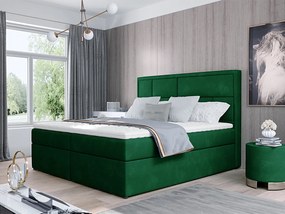 Letto matrimoniale boxspring Cardiff - 160 x 200 cm , Tessuto verde