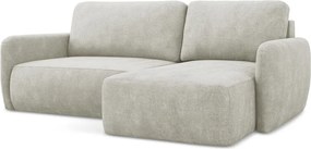 Divano angolare color crema allungabile/con contenitore (con penisola a destra/con chaise lounge) con rivestimento in ciniglia Lilo – Makamii