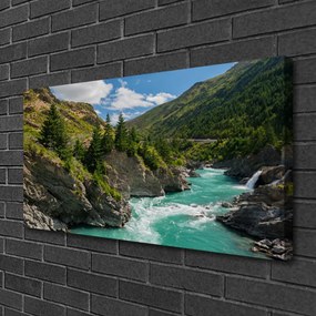 Foto quadro su tela Montagne del paesaggio del fiume 100x50 cm