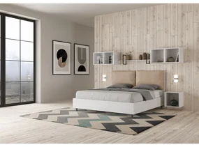 Letto contenitore 160x190 cuscinatura similpelle tortora Egos Antea