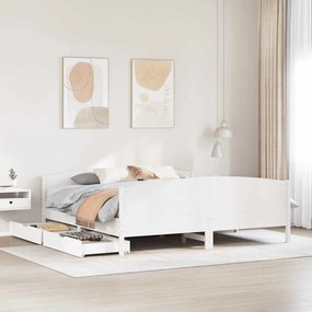 Letto Senza Materasso Bianco 160x200 Cm Legno Massello Di Pino /