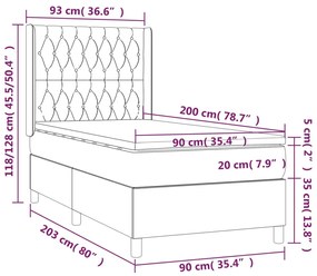 Giroletto a Molle con Materasso Rosa 90x200 cm in Velluto