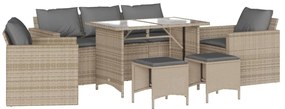 Set divano da giardino 6 pz con cuscini beige in polyrattan