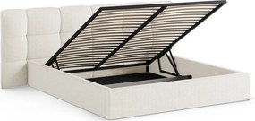 Letto matrimoniale imbottito avorio con contenitore con rete inclusa 140x200 cm Eric – Micadoni