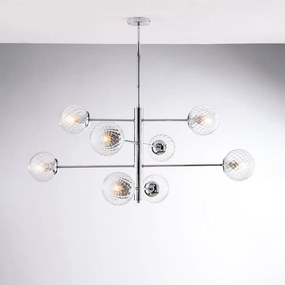 Lampadario Contemporaneo Demetra Metallo Cromo 8 Luci E14