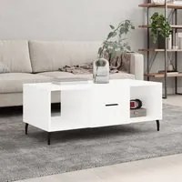 Tavolino da Salotto Bianco Lucido 102x50x40cm Legno Multistrato 829318