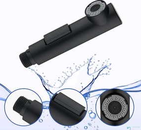 Doccetta per rubinetto da cucina EYN BG1708 a due getti, nero opaco o nero con anello degli ugelli grigio
