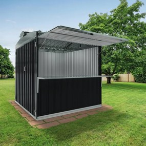 Chiosco in acciaio grigio 2.7 x 2.7 m, superficie esterna 7.42 m² e spessore parete 60 mm, senza pavimento porta a due ante, SAPIL Cuba con mensola antracite