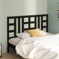 Testiera per Letto Nera 146x4x100 cm in Legno Massello di Pino 817844