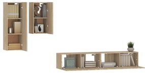 Set di mobili porta tv 4 pz rovere sonoma in legno multistrato