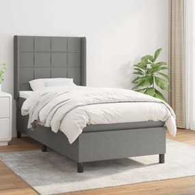 Giroletto A Molle Con Materasso Grigio Scuro 90x200 Cm Tessuto /