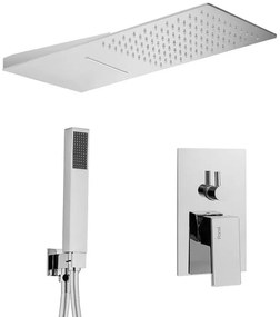 Set doccia Italia in ottone con soffione a sbalzo getto a cascata e miscelatore 3 vie