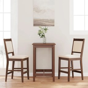 Sgabelli Da Bar Con Cuscini 2pz Marrone Legno Massello Di Hevea /