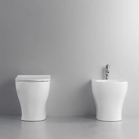 Coppia sanitari filomuro scarico a pavimento e a parete VITRA Mia Square WC: P 54 x L 36.5 x H 40 cm, bidet: P 54 x L 36.5 x H 40 cm