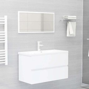 Set Mobili Da Bagno 2 Pz Bianco İn Legno Multistrato /