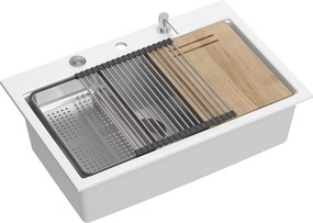 Lavello in granito MARC 110 WORKSTATION White