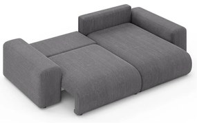 Divano angolare grigio allungabile/con contenitore (con composizione variabile) con rivestimento in velluto a coste Luma – Ropez