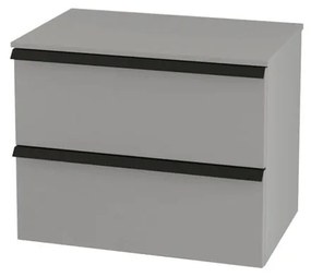 Mobile da bagno sospeso sotto lavabo Rosi L 70 x H 57 x P 46 cm grigio laccato opaco, 2 cassetti BADEN HAUS